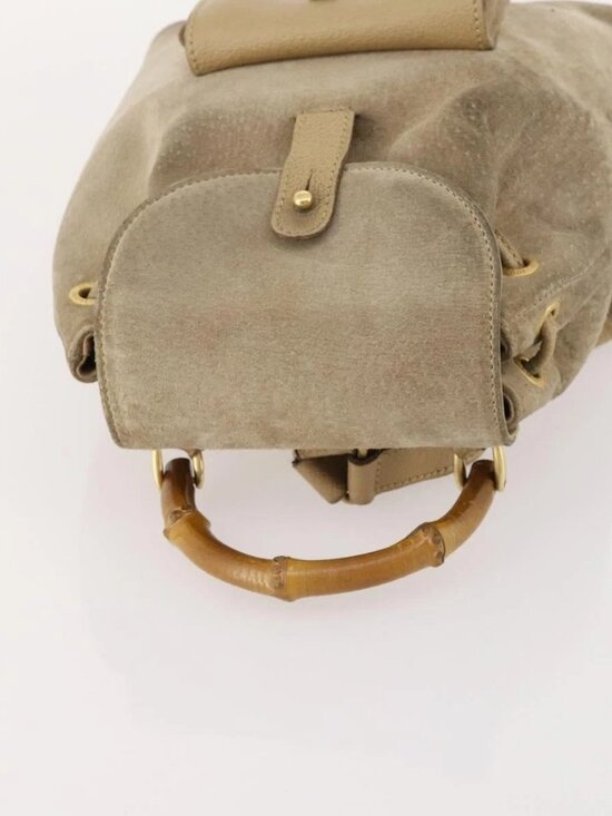 GUCCI Bamboo Backpack Suede Leather Black Gold 003 2058 0030 Auth BA10404 main image 6